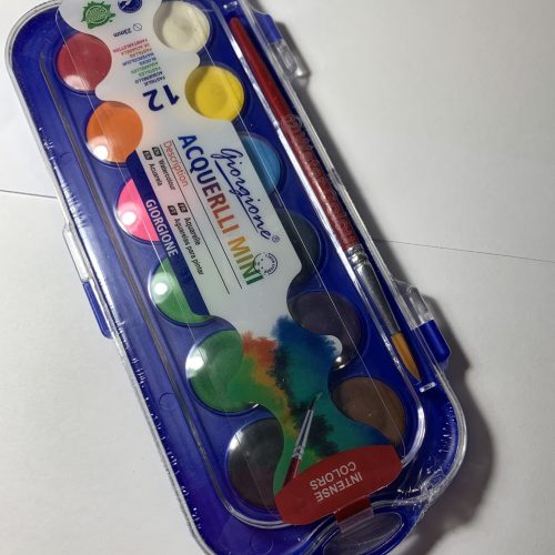 Dry Watercolour Paint Set w/ Brush - 12 Colours
