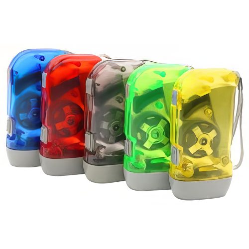 LED torch, battery free, hand pump recharge